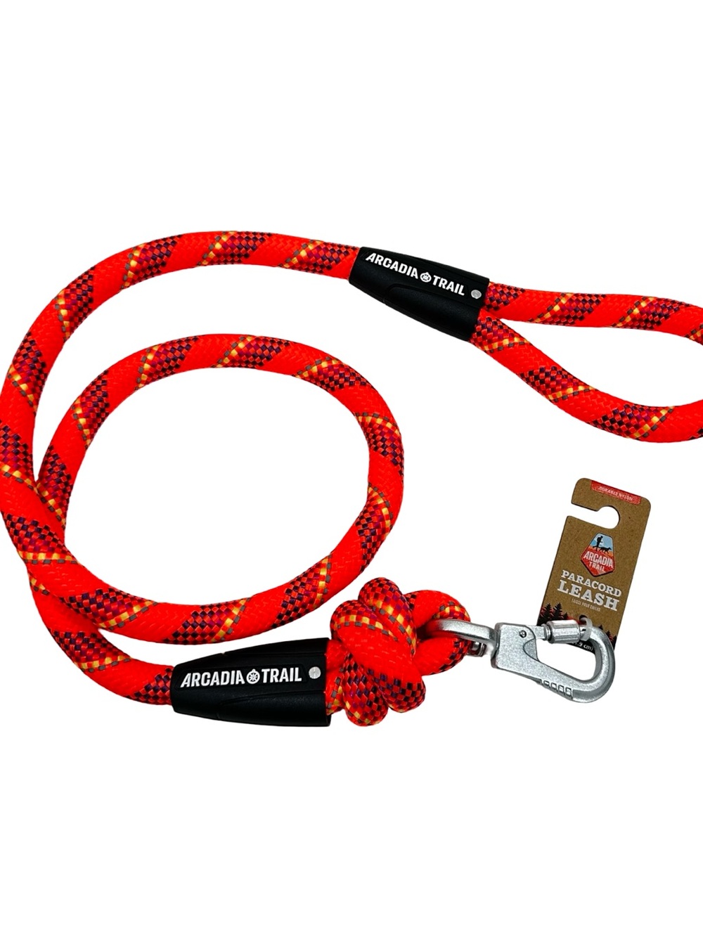 Arcadia Trail Orange Coral Paracord Dog Leash 4ft Heavy Duty NWT